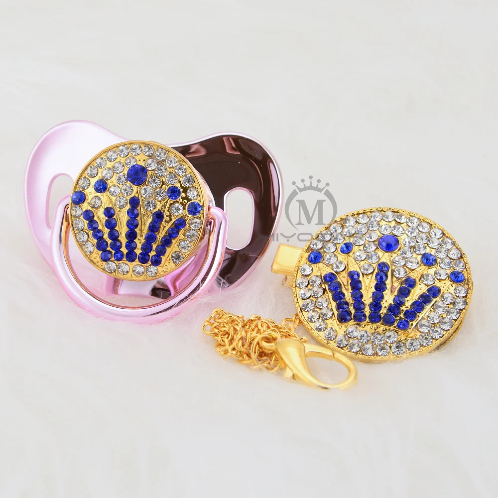 MIYOCAR Золотая красивая принцесса блестящая синяя/Розовая Корона соска и зажим