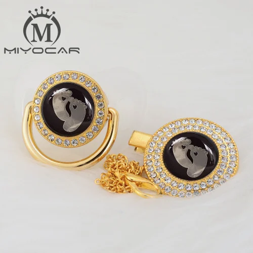 MIYOCAR/Милая Золотая и серебряная Соска-пустышка с золотым украшением для ног и пустышка с клипсой, не содержит бисфенол, пустышка, уникальный дизайн, GFT-08 - Цвет: GFT-1  6-18M