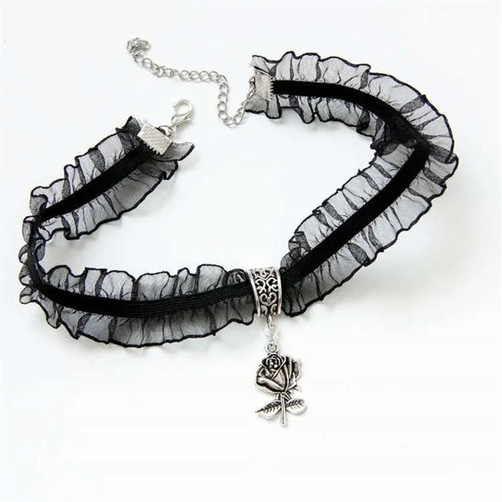 

New Gothic Punk Velvet Choker Necklace For Women Girls Flower Butterfly Crystal Heart Lace Collar Necklace Fashion Party Jewelry