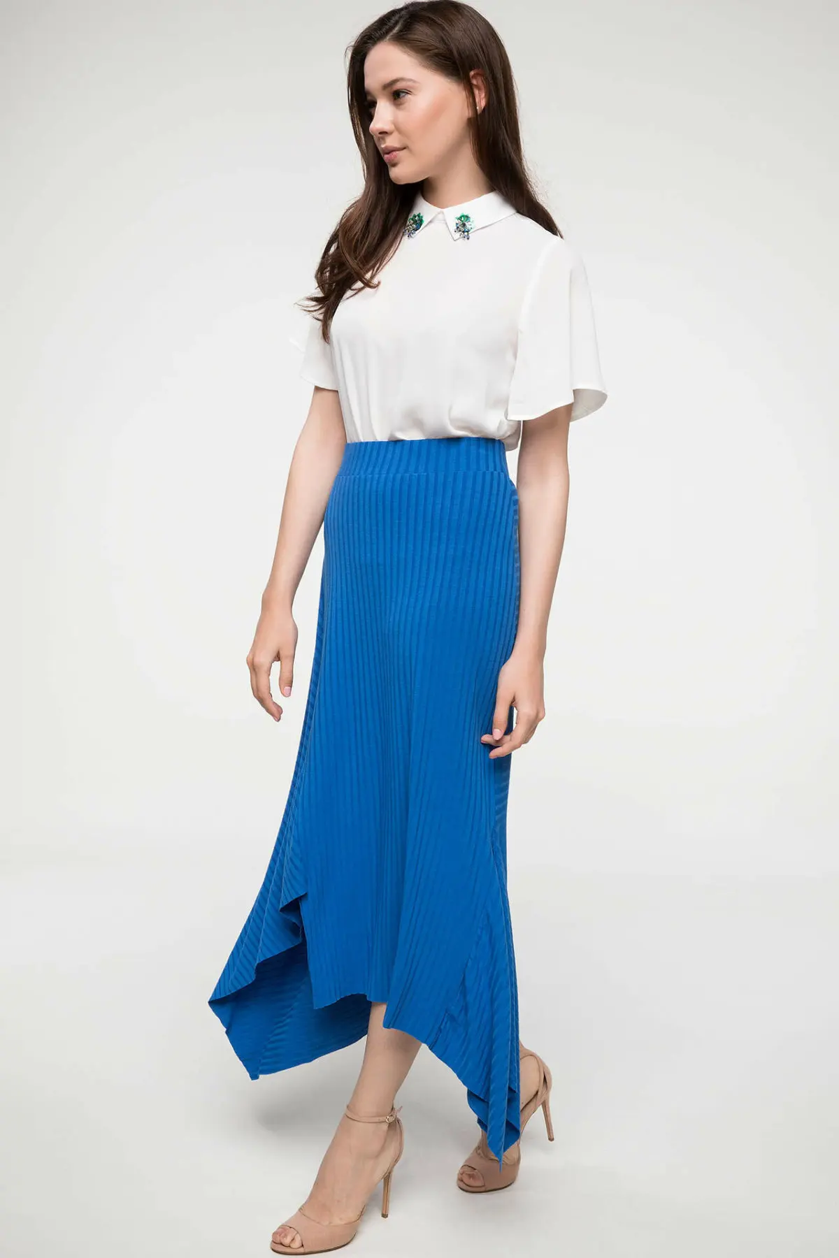 Женская Осенняя Асимметричная юбка DeFacto Стильная однотонная длинная с запахом и