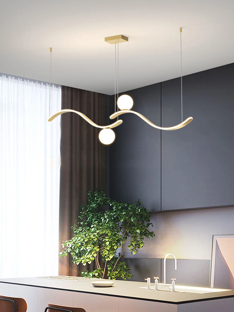 Креативная изогнутая подвесная люстра в скандинавском стиле для столовой кухни