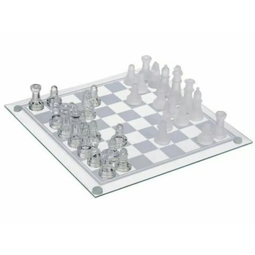 20x20cm Glass Chess Set Pieces Tournament Gift Family Game Entertainment Kids Beginner Large Small Toy