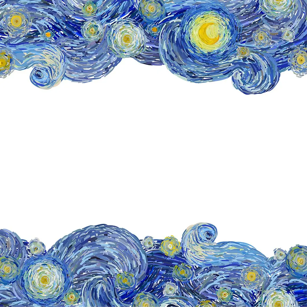 Занавес звездное ночное небо со светящейся Луной и облаками с Ван Гогом