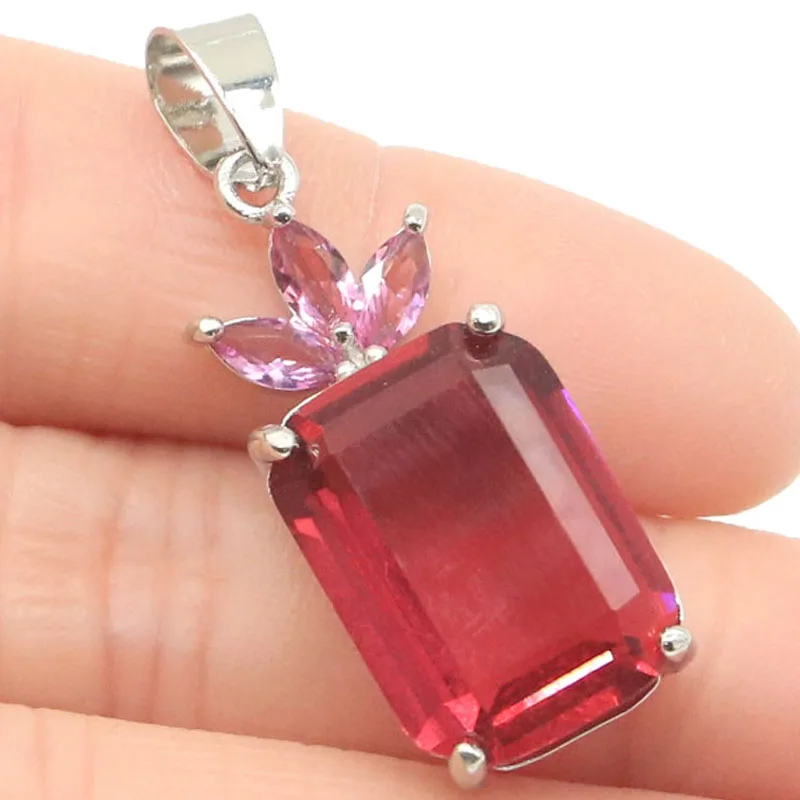 44x13 мм SheCrown набор украшений для женщин создан синий Аквамарин розовый турмалин CZ