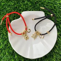 anniversary gift cz micro pave bear enamel butterfly shape electroplating pendant adjustable string bracelet fit for boy girl