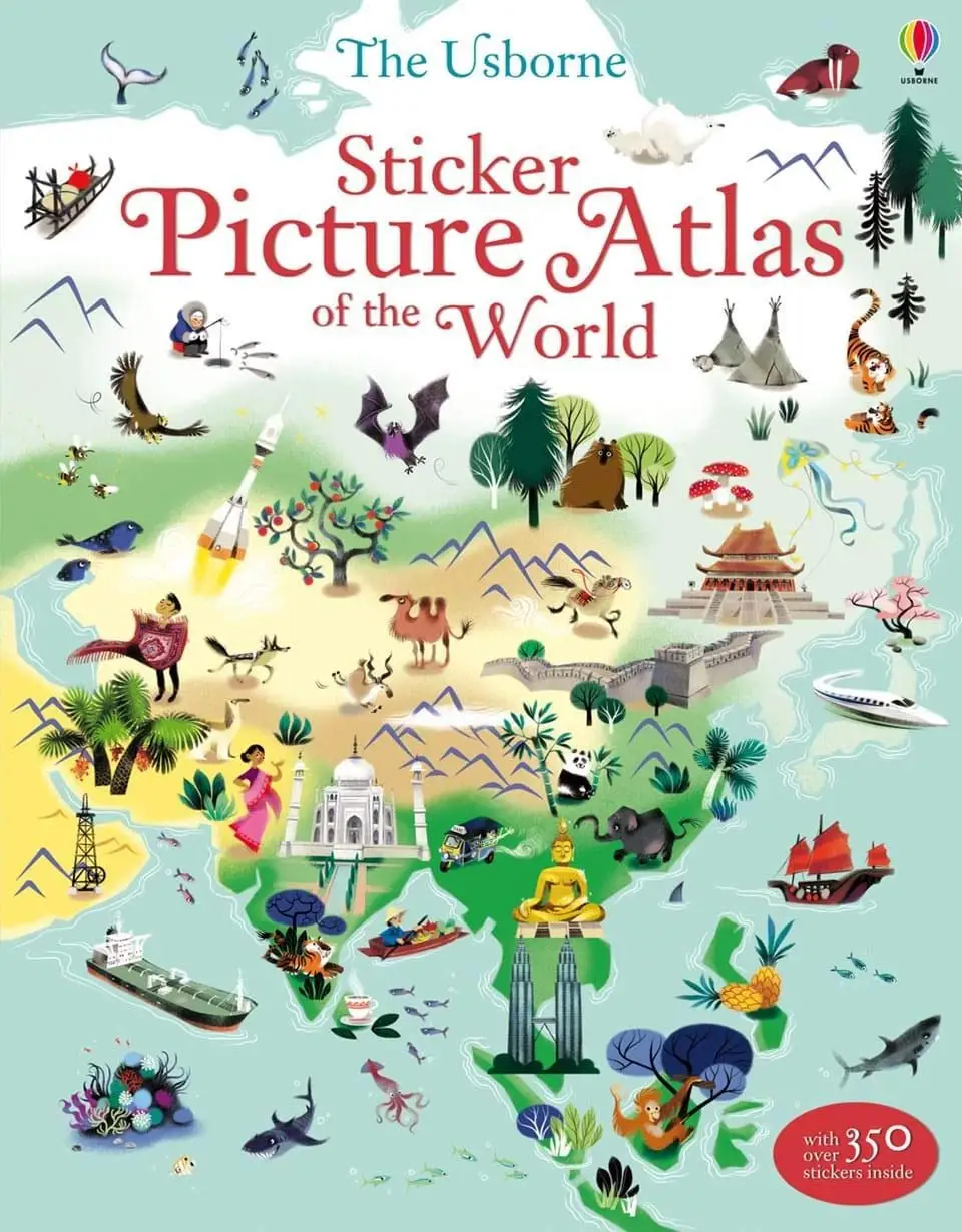 

Наклейка с изображением атласа мира, детский подарок для детей, книга для чтения, учебник для активности