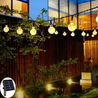 Светодиодная уличная гирлянда на солнечной батарее, уличная лампа с круглым светом, 8 режимов, водонепроницаемое патио на солнечной батарее для украшения сада, вечеринки