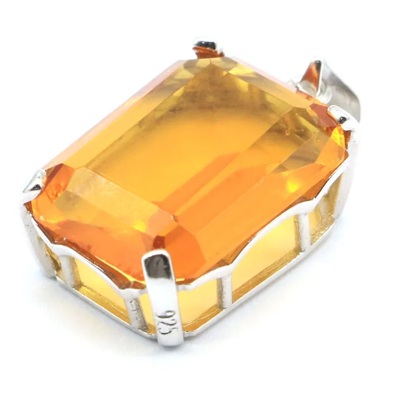 Женская подвеска из чистого серебра 925 пробы Зеленый Перидот Золотой Цитрин 28x13