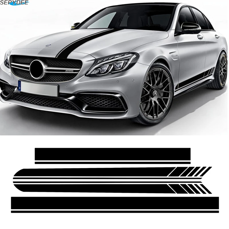 

Edition 1 Side Stripes Skirt Sticker Hood Roof Trunk Body Kit Decal For Mercedes Benz C Class W205 C63 C43 C205 A205 S205 AMG