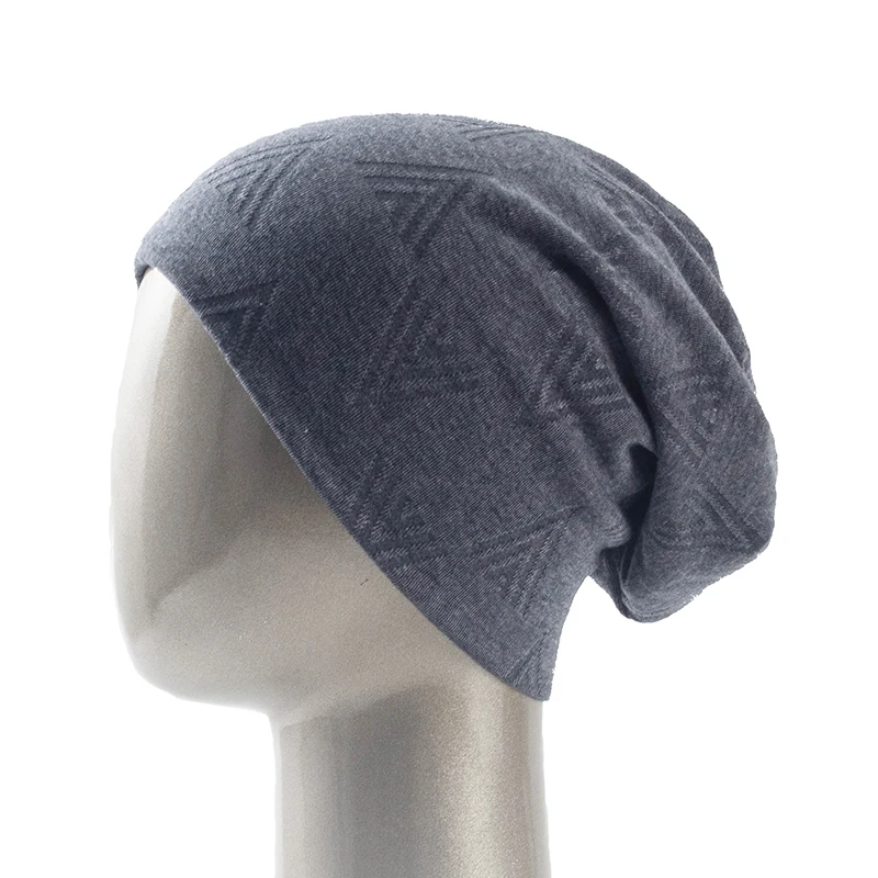 Шапка-бини с треугольным узором для мужчин и женщин однотонная мешковатая шапка