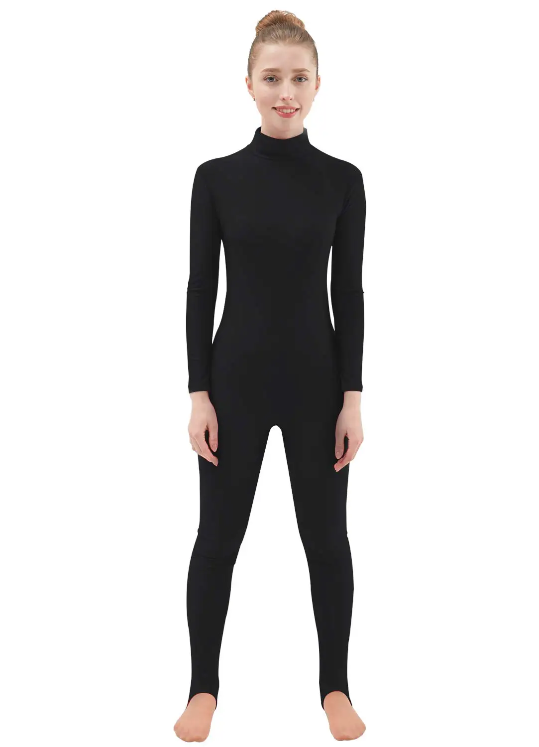 Женская водолазка с длинным рукавом комбинезон из спандекса полные трико