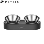 Двойная миска для кошек PETKIT, регулируемая миска для кормления питомцев с поворотом на 15 градусов, чашка для воды из нержавеющей стали с нанопокрытием для всех кошек и влажного кормления