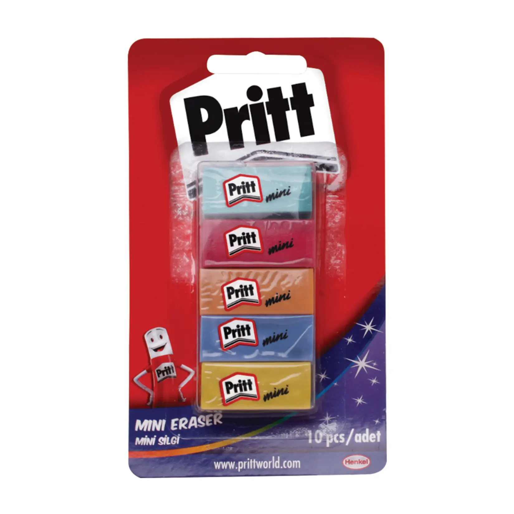 Pritt Mini Eraser 10'Lu Pirtt Mini Eraser, home And Office Use In Uygundur.5 10 Grain On Paper Will Not Leave Trace Does Not Wear Out.