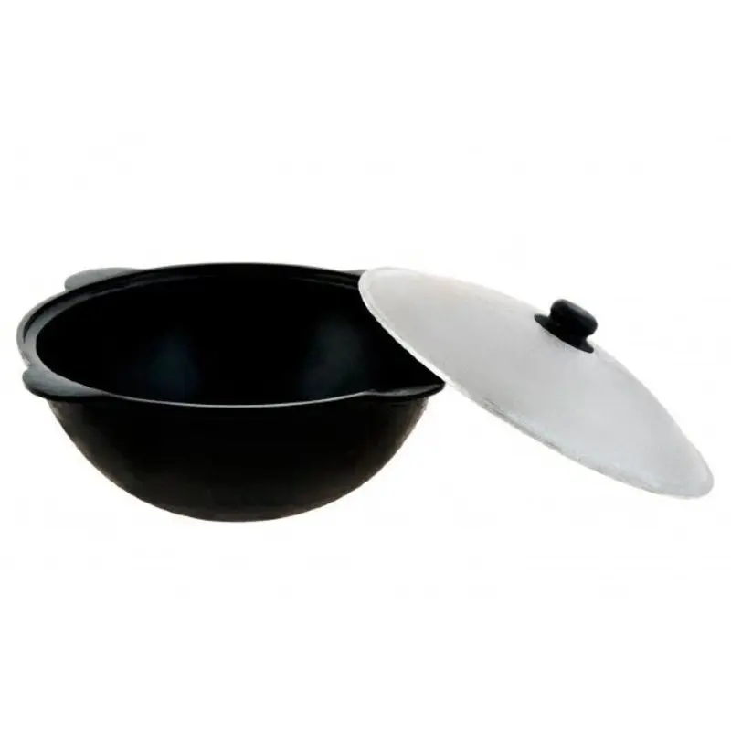 Казан Узбекский чугунный 22 литра (круглое дно) с алюминиевой крышкой|Кастрюли| |