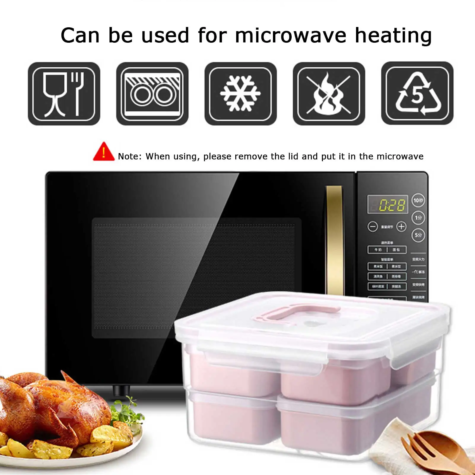 

Removable 6 Grids Portable Lunch Box Food Sealed Fresh-keeping Box Support Microwave Heating High Capacity Lunch Box