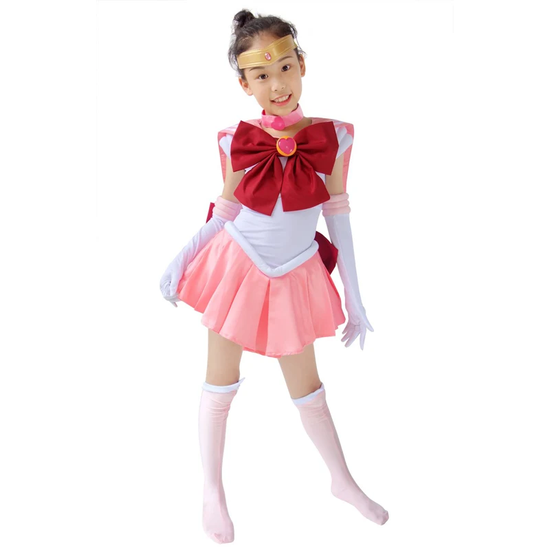 

DAZCOS Child Size Pink Chibi USA Girls Cosplay Costume Cute Girl Pink Dress Set For Halloween Theme Parties