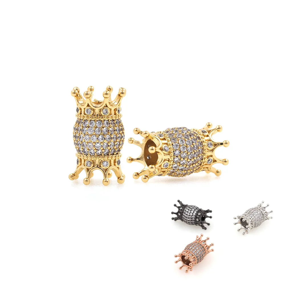 

CZ Large Hole Micropavé Double Crown Beads, Queen Crown Bracelet, DIY Symmetrical Craft Jewelry,11.5x18.2x5.8mm