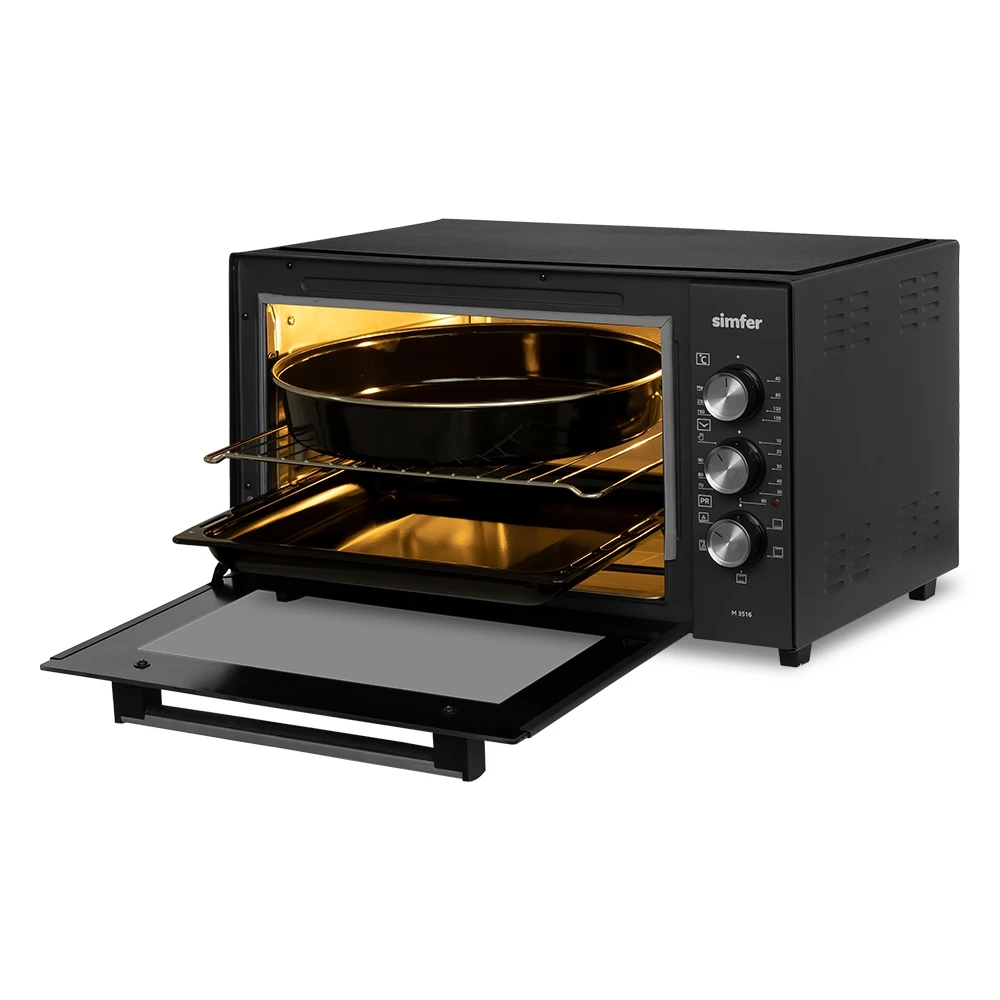 Мини-печь духовка Simfer M3516 M3501 M3504 5 режимов работы конвекция 2 противня подсветка