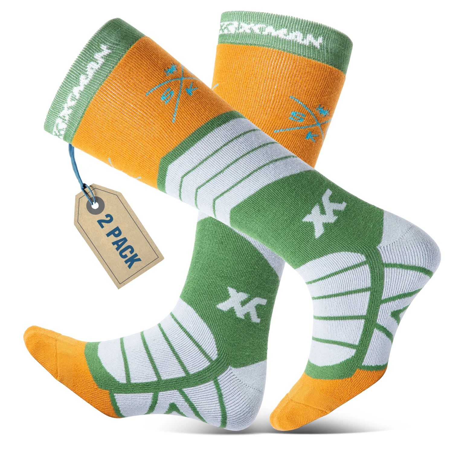 Носки XCMAN Лыжные 2 пары в упаковке теплые носки из мериносовой шерсти для катания