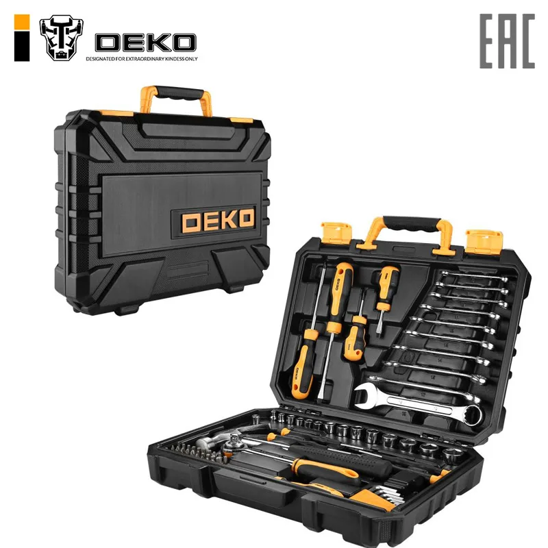 Универсальный набор инструмента для дома и авто в чемодане Deko DKMT74 (74 предмета)