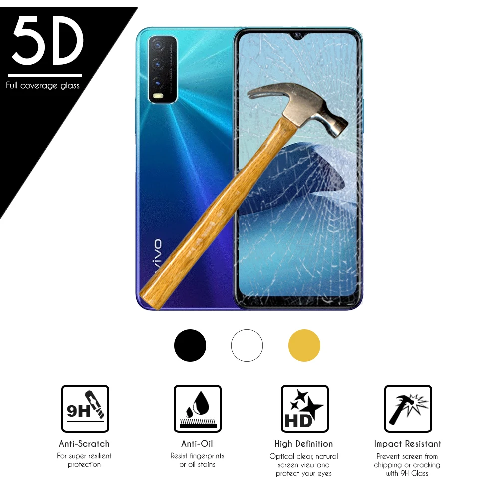 5D Полноразмерное закаленное стекло для смартфона Y20s (4G) 6 51 дюймов | Мобильные