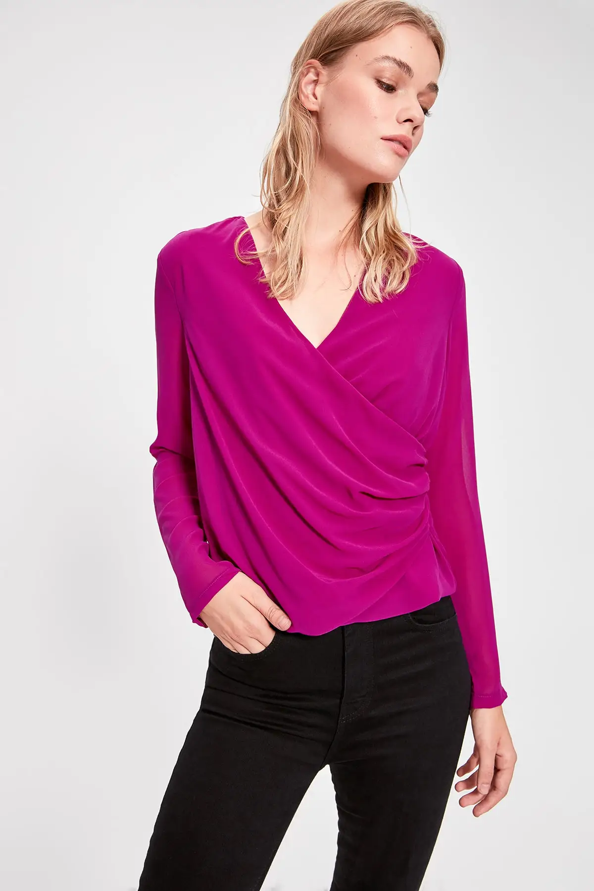 Фиолетовый воротник Trendyol Bluz TWOAW20BZ0675| |