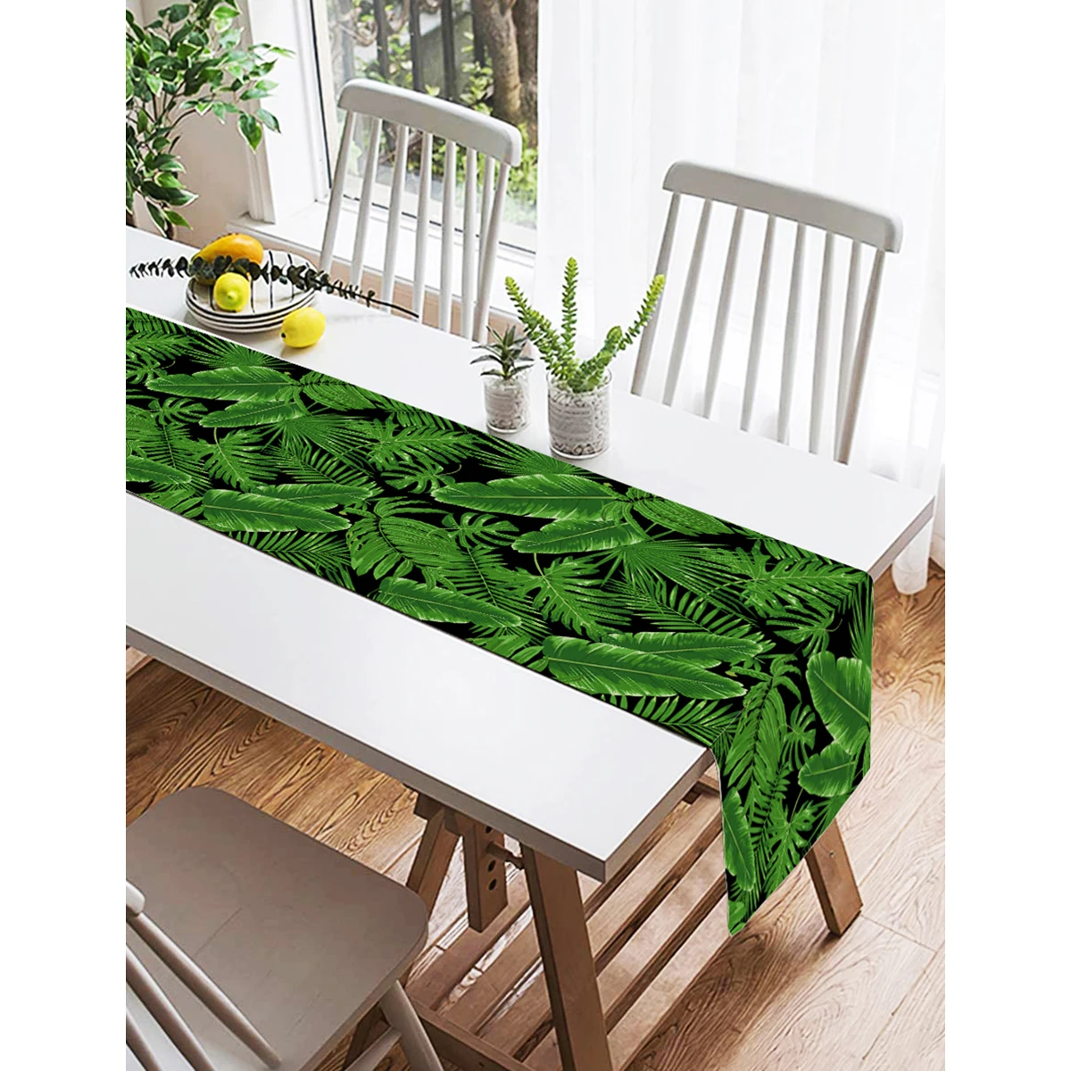 

green color tropical plant Pattern Digital Printed Special Design Suede Runner Vivid and realistic 3D digital printed home decor