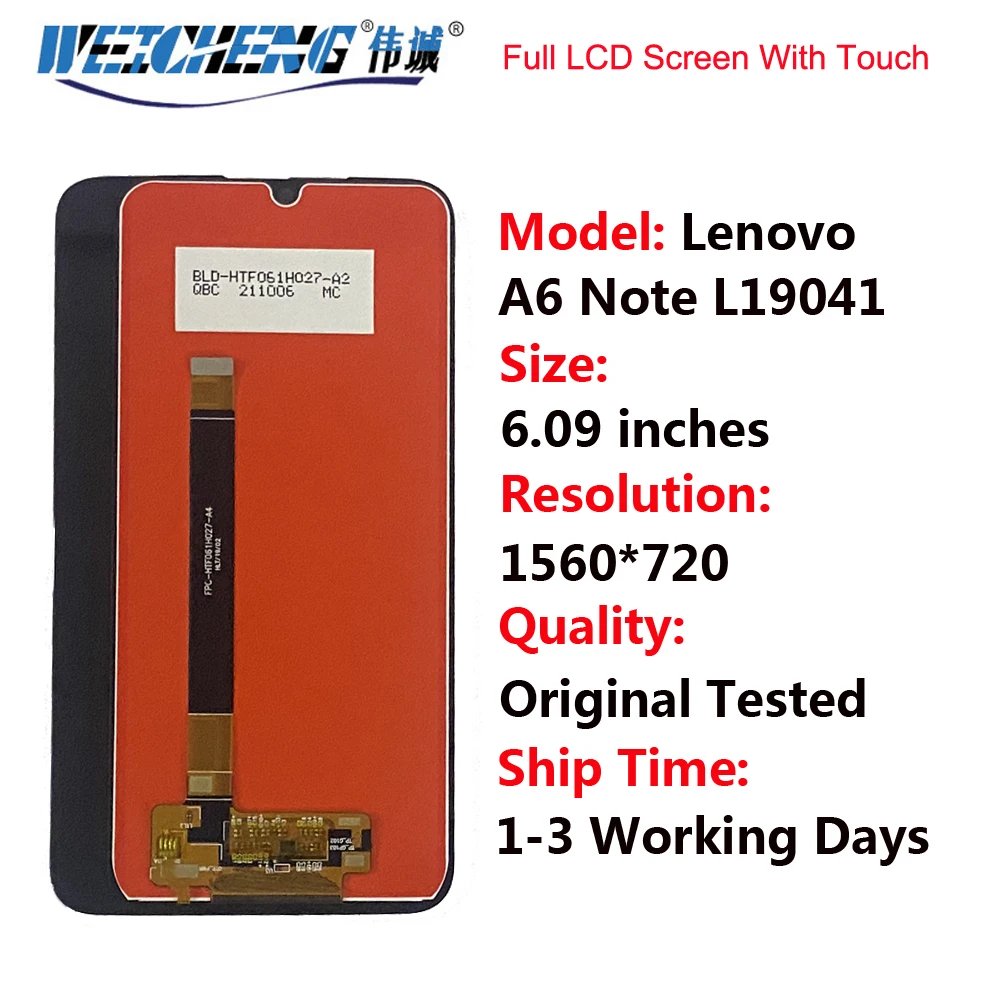 100% Оригинальный сенсорный экран дигитайзер L19041 ЖК-дисплей в сборе ЖК-дисплей для Lenovo A6 Note ЖК-стекло сенсорная панель для мобильного экрана