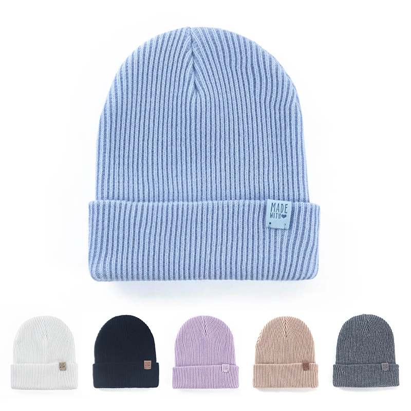 

Women Ribbed Knitted Beanie Hats Man Winter Cuffed Cap Casual Solid Color Skullies Hat Baggy Outdoor Adult Unisex Warm Bonnet