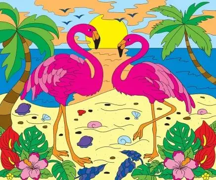 Холст с красками 25х30 см по номерам &quotДва фламинго у моря&quot Рыжий кот Х-2572/РК |