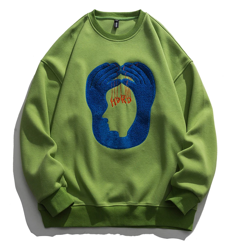 

Spring Men Oversized Sweatshirts Hip Hop Creative Towel Embroidey 2022 Harajuku Streetwear Pullover Hoodies Casual Sweat Shirts