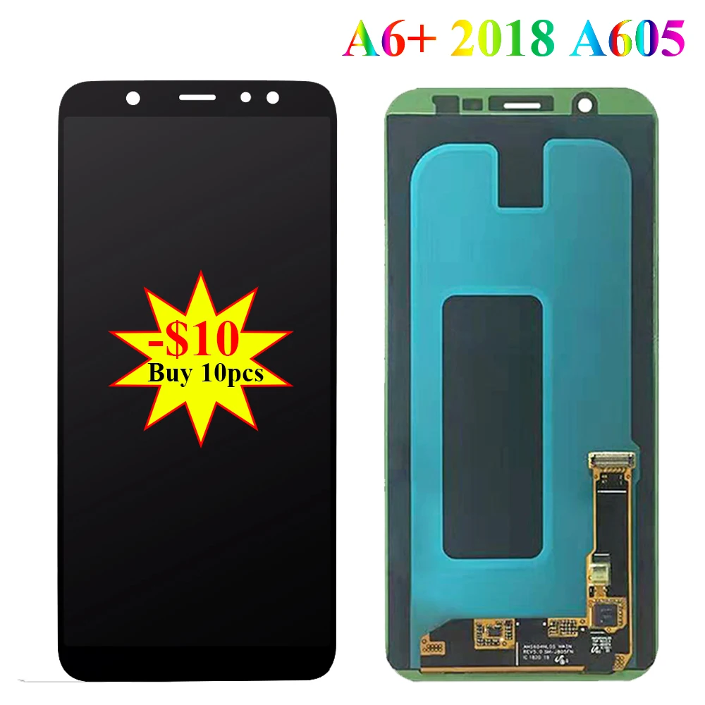 Супер Amoled ЖК дисплей для samsung Galaxy A6 Plus 2018 A605 A605F сенсорный экран + A605FN A605G A605GN модуль