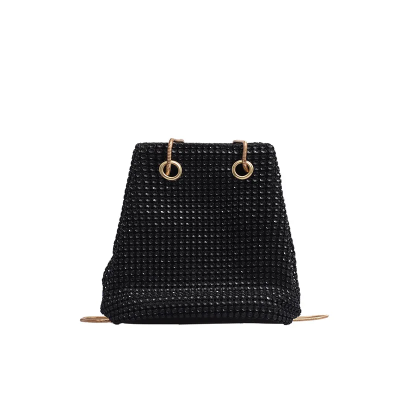 

Fashion Women Black Crossbody Bag Shoulder Bag Luxury Chain Clutch Rhinestone Bag Ladies Purse Handbags
