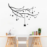 winter branch with stars fabric wall stickers for kid rooms murals removable vinyl romantic home livingroom decor decals dw13160