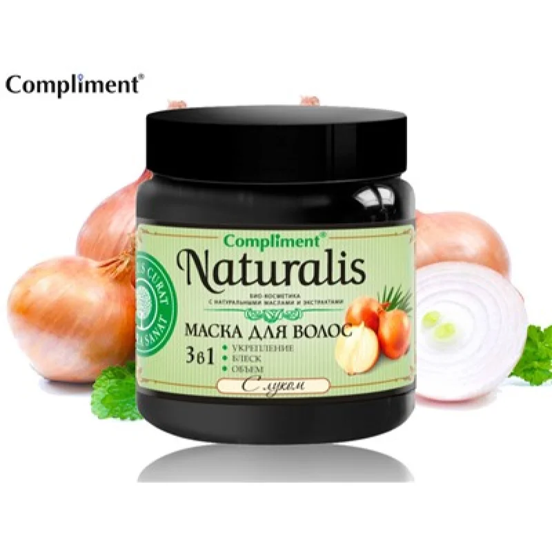 Compliment Naturalis Маска для волос с Луком, Укрепляющая маска для роста и ухода, 500 мл