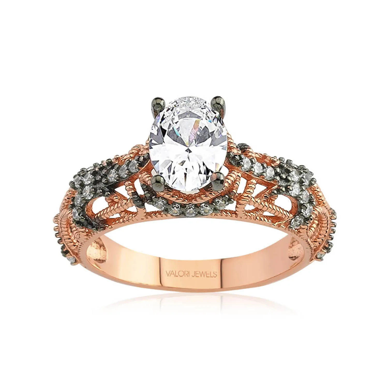 

1 карат, циркониевый белый овальный драгоценный камень, покрытое розовым золотом, кольцо из стерлингового серебра