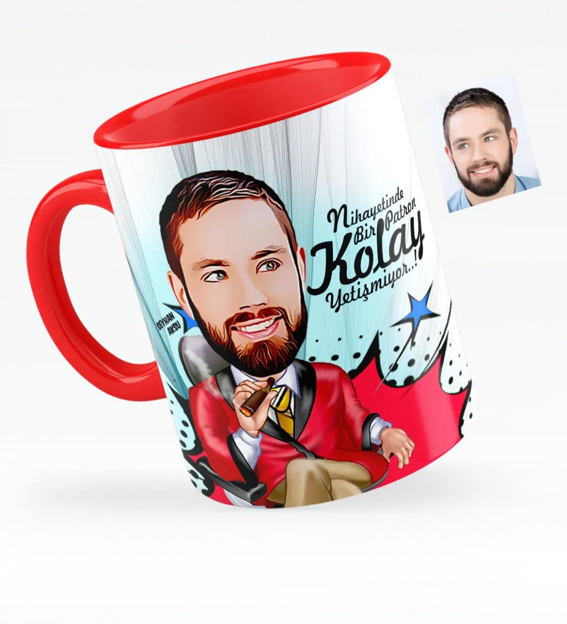 

Персонализированные Mr Boss Caricature красная кружка чашка-2
