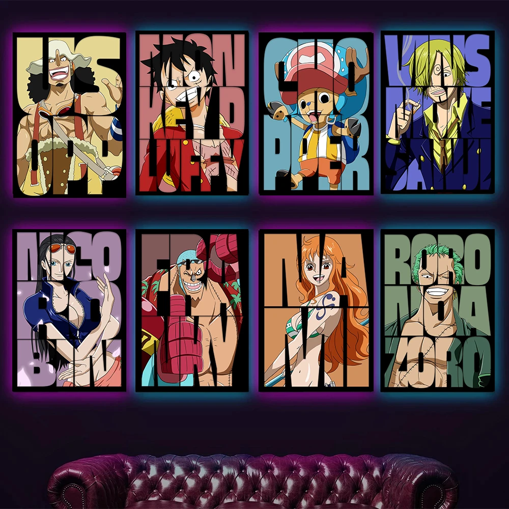 

Luffy Brook Chopper Zoro Poster Character Prints Canvas Art Painting Wall Anime One Piece Pictures For Living Room Home Decor