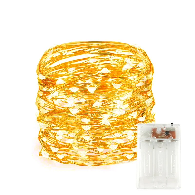 Светодиодная гирлянда Fairy Lights на батарейках и USB, водонепроницаемая, 2 метра, 10 метров, 100 светодиодов, 33 фута, с медной проволокой для украшения Рождества, свадьбы, сада.