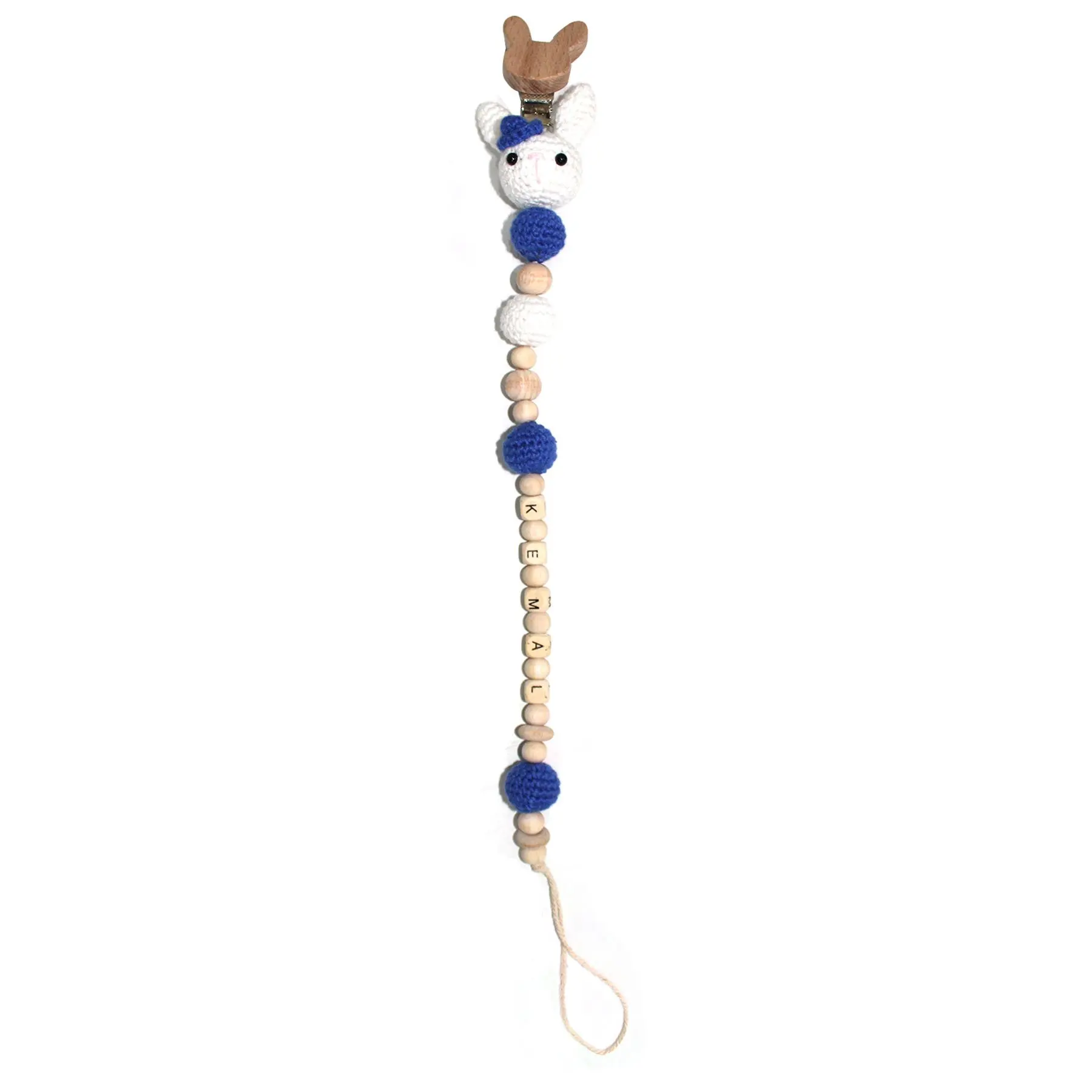 

Large Blue Hat White Rabbit Is Pacifier Hanger