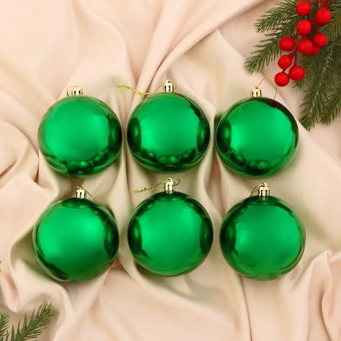 Набор шаров пластик d-8 см 6 шт 'Глянец' зелёный (комплект из 3 шт) |