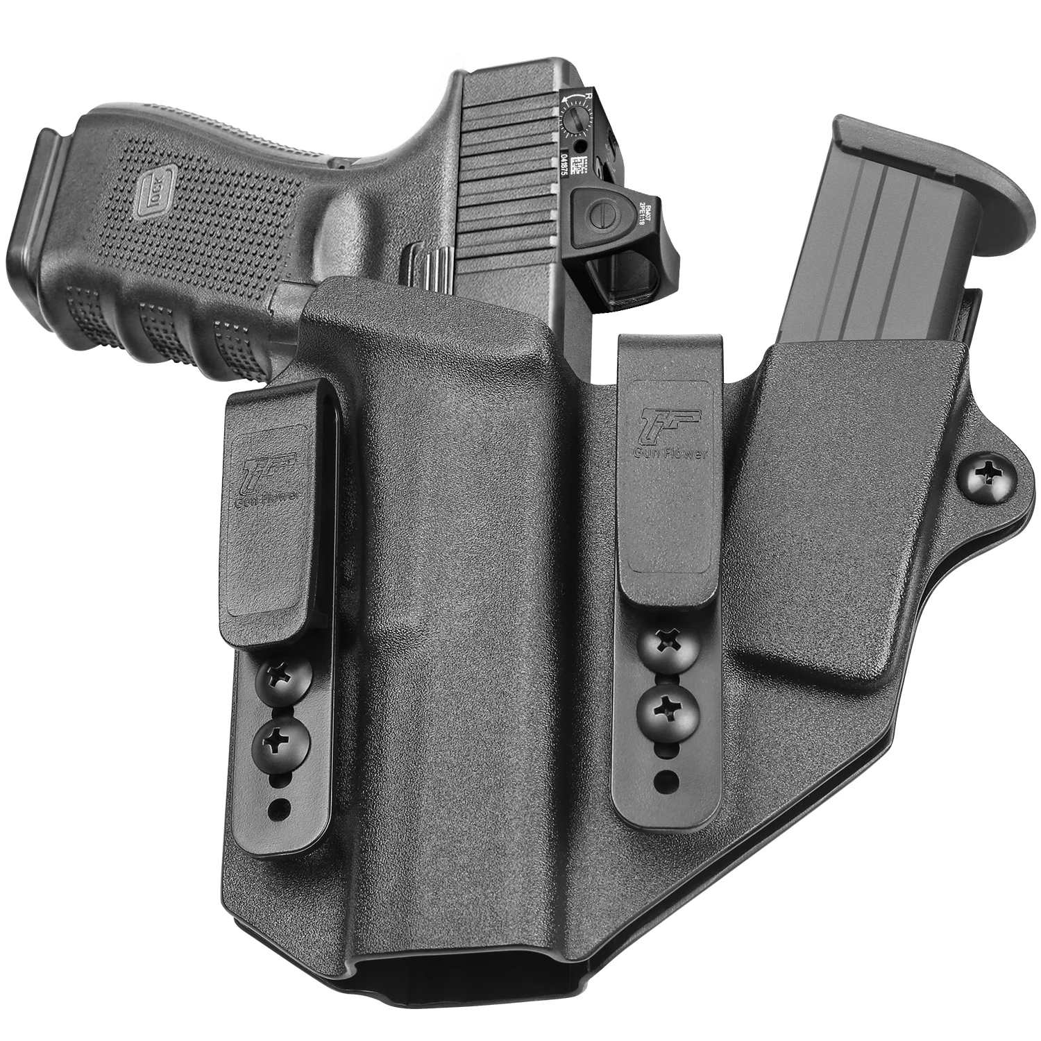 Gun&Flower Sidecar Kydex Gun Holster Fits Glock 19 G19 G17 Compatible with Gun Holster and Magazine Pouch