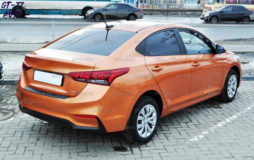 Накладка заднего бампера для Hyundai Solaris / Хендэ Солярис 2017-2019 АБС пластик защита на