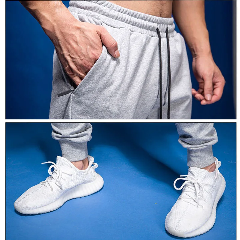 

Men Cotton Sports Running Pants with Zipper Pockets Soccer Pants Training Sportswear Pants Jogging Gym Fintess Pants 4