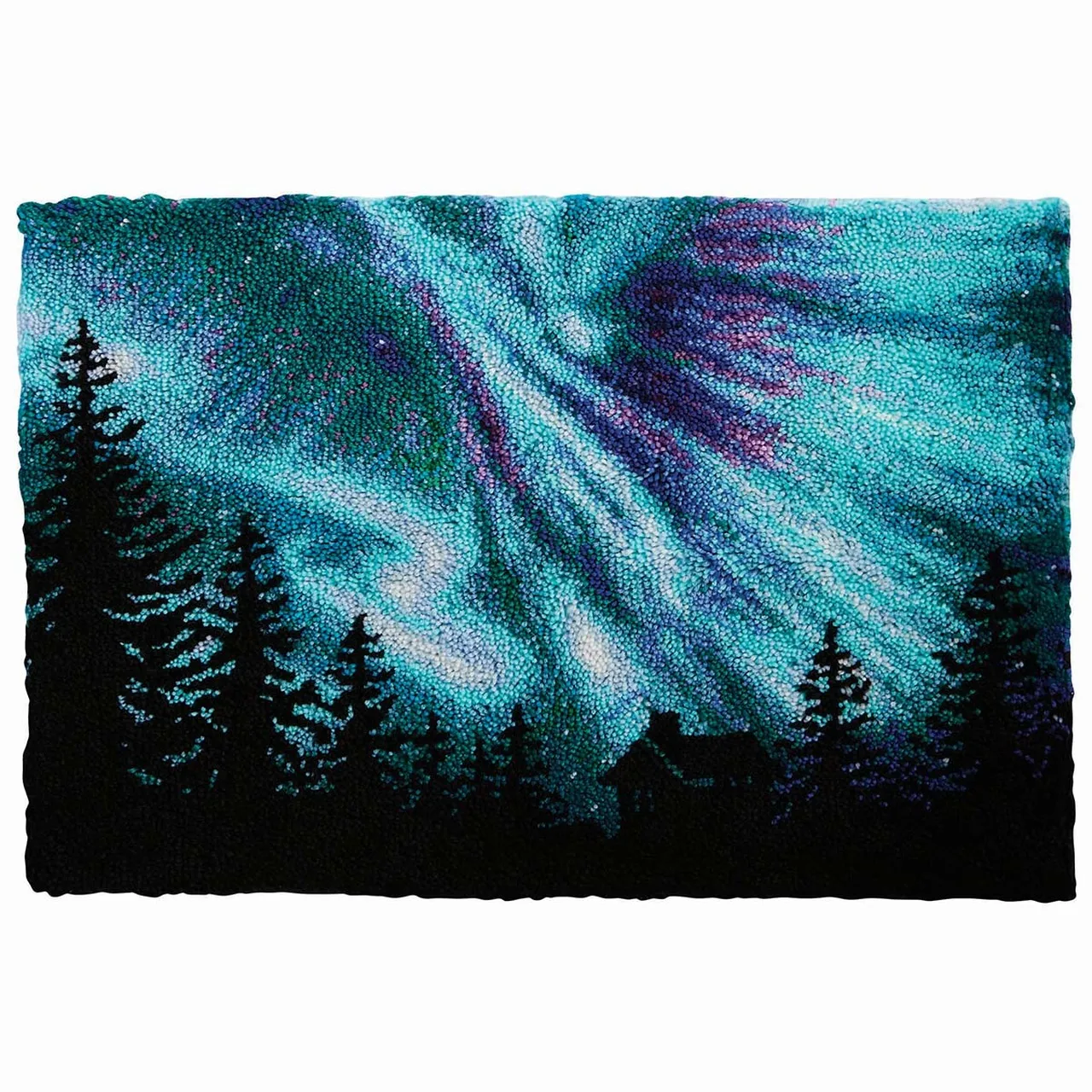 

Latch Hook Rug Kits Aurora Borealis Wall Tapestry DIY Carpet Rug Pre-Printed Canvas with Non-Skid Backing Floor Mat 102x69cm