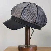 fashion winter hats for women pu leather octagonal newsboy cap velvet ladies casual visor beret hat female warm painter cap