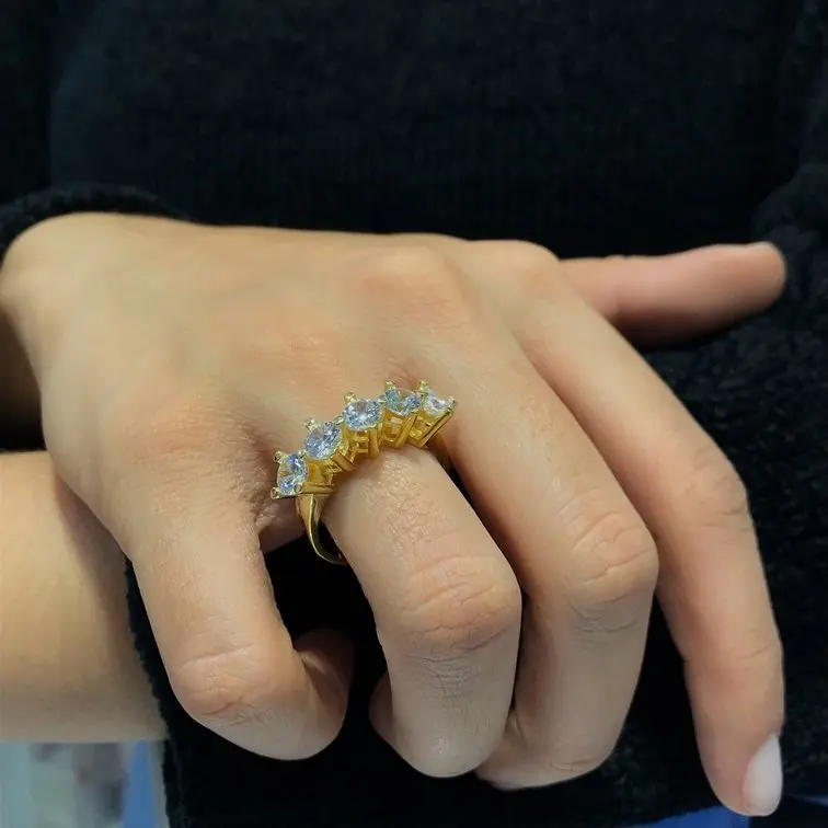 

Позолоченное серебряное кольцо Swarovski модели 5 мм