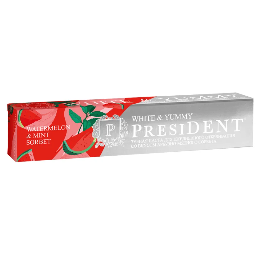 Зубная паста PRESIDENT White &amp Yummy Арбузно-мятный сорбет (100 RDA) 75г | Красота и здоровье