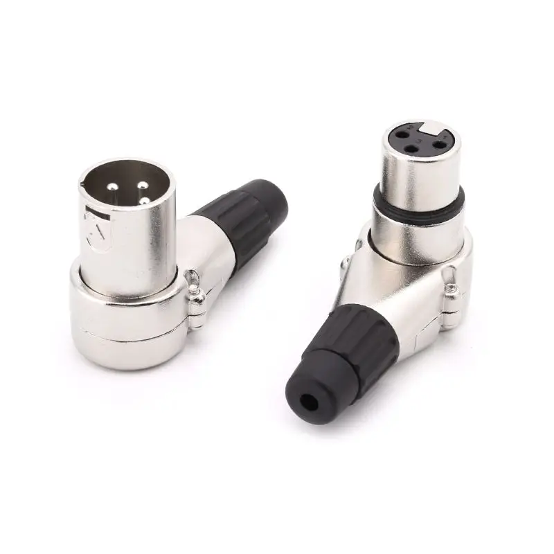 10pcs правый угол 3Pin XLR Мужской Женский Разъем Mic микрофон аудио кабель Разъемы 90