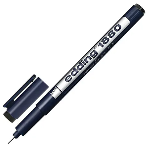 Ручка капиллярная (линер) EDDING DRAWLINER 1880 ЧЕРНАЯ толщина письма 0 2 мм водная основа